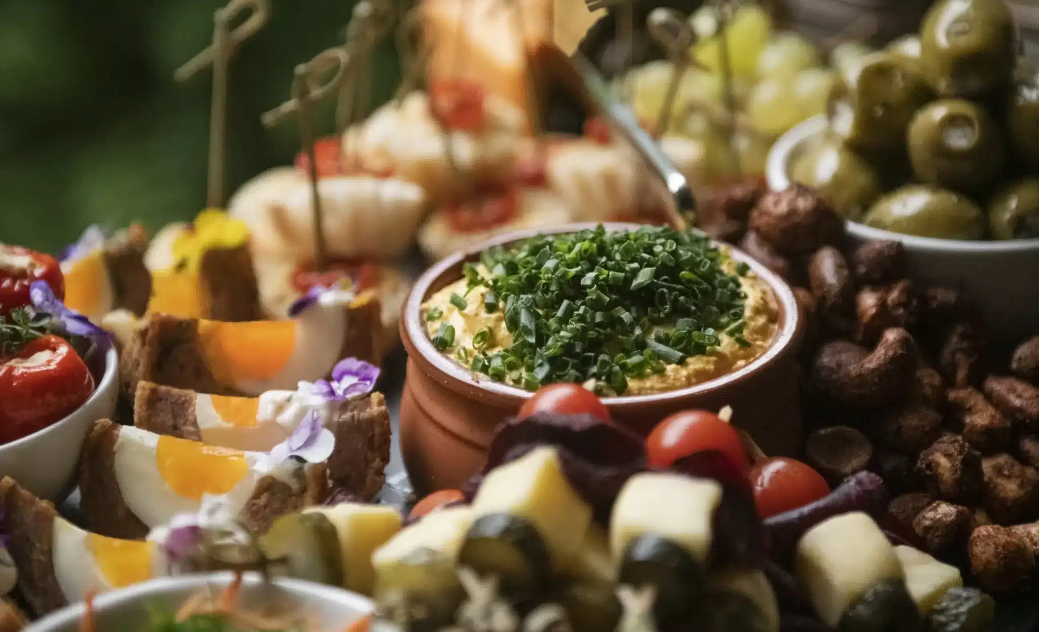 Traditional Grazing Board Jaspers Berry Fresh Food Local Produce Sushi Scotch Eggs Canapes Bespoke Wedding Menu