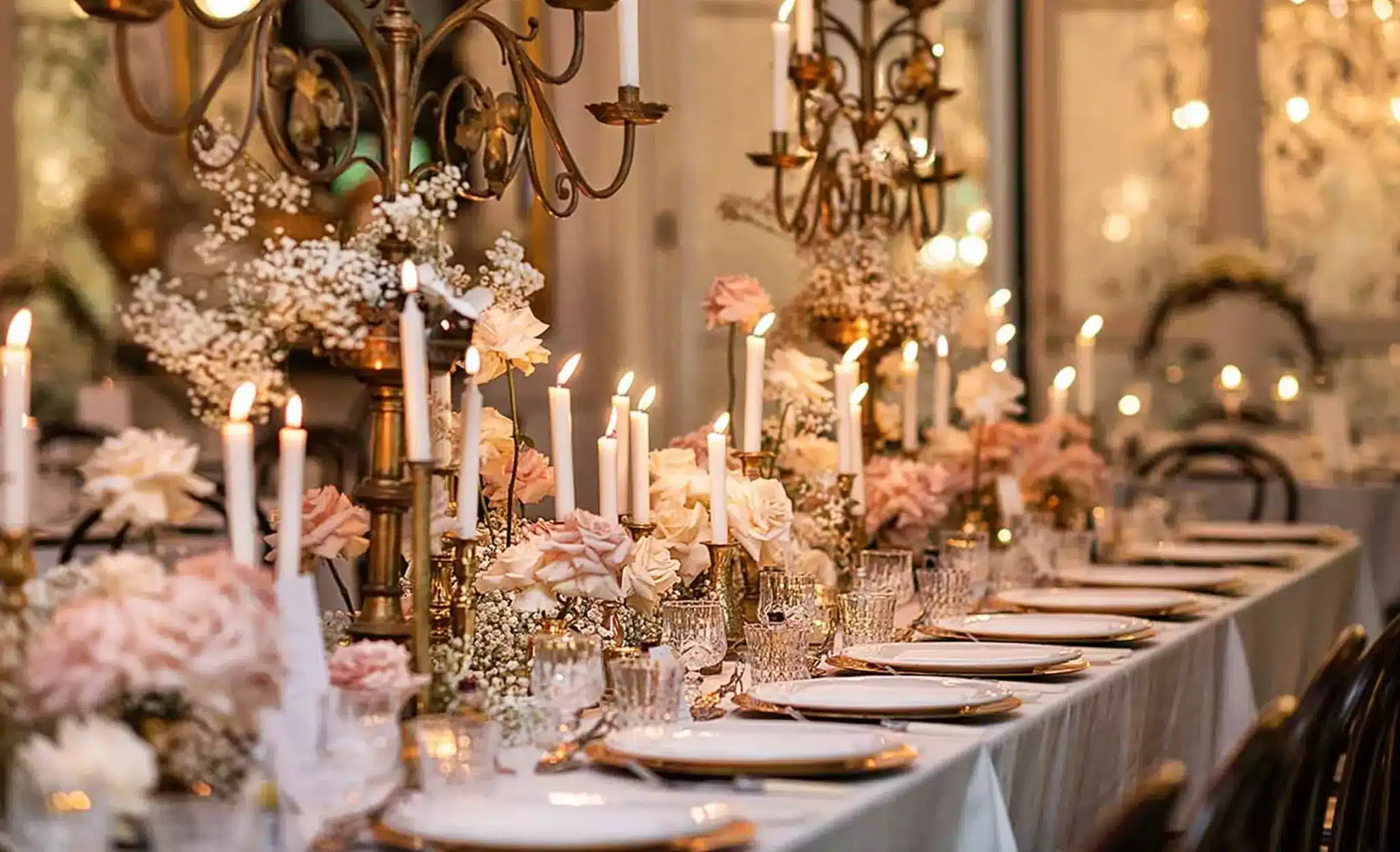 Fairytale Wedding Gold Vintage Traditional Jaspers Berry Bridal Table Candelabras Bespoke Table Candlelight Styling Bridal Floristry Dream The Orangery