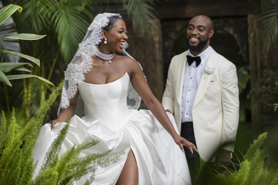 Bridal-Couple-Bridal-Photography-White-Tie-Tropical-Garden-Oasis-Koi-Pond-Palm-Trees-Jaspers-Berry-South-Coast-NSW