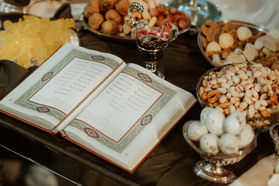 Jaspers-Berry-Persian-Wedding-Sofreh-Aghd-Holy-Book-Walnuts-Eggs-Pistachios-Silver-Mirror-South-Coast-NSW