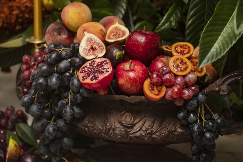Jaspers-Berry-Sofreh-Aghd-Pomegranate-Peach-Fig-Grapes-Urn-Entrance-Table-Marble-Foyer-South-Coast-NSW