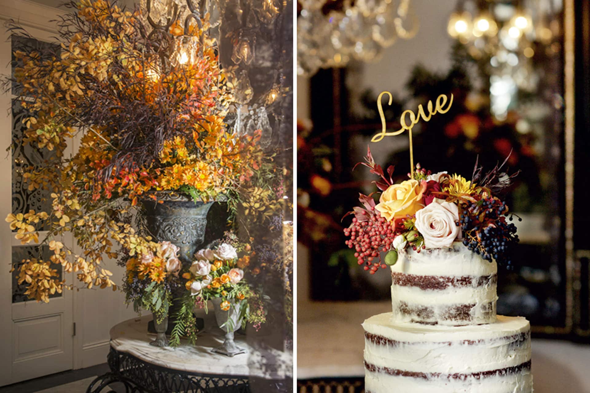 Love-Vintage-Crystal-Chanderlier-Antique-Mirror-Flower-Table-Wedding-Blooms-Wedding-Floral-Design-Autumn-Wedding-Wedding-Cake-Jaspers-Berry