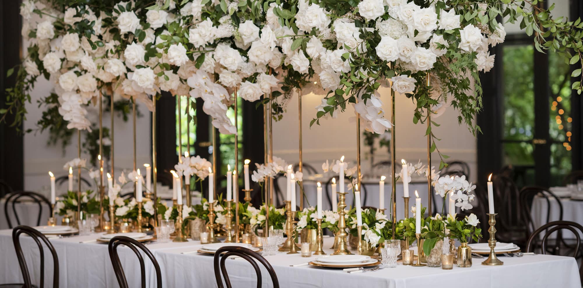 Reflexed-White-Garden-Roses-Bridal-Table-Canopy-Vintage-Brass-Candlesticks-The-Orangery-Jaspers-Berry