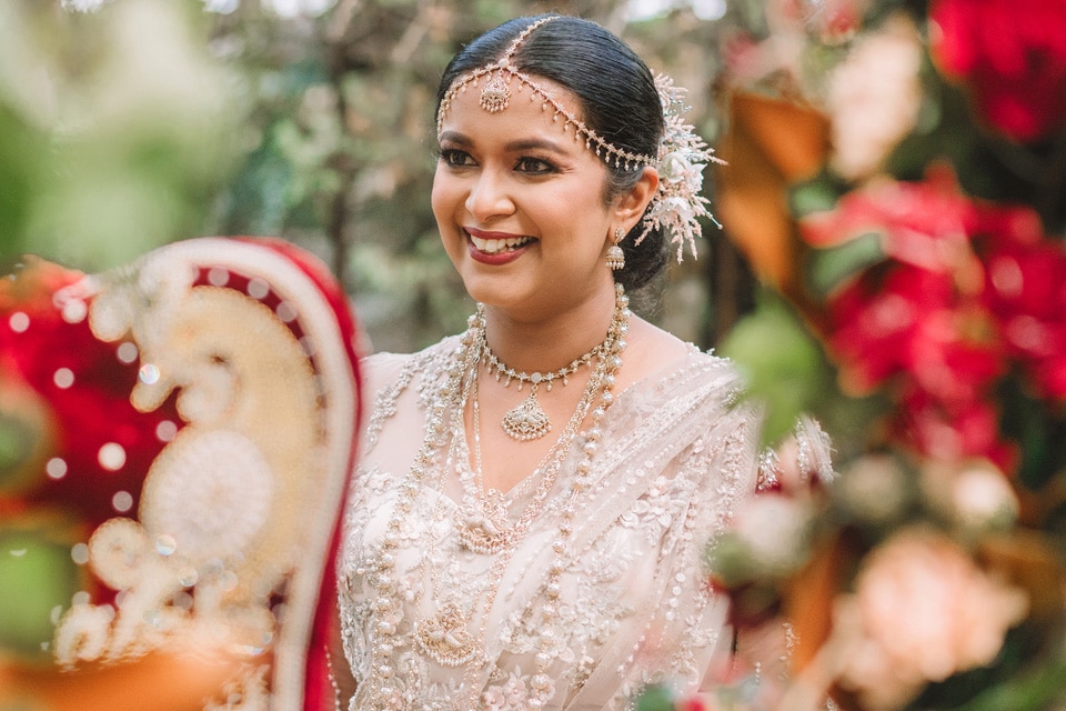 Sri-Lankan-Bride-Traditional-Dress-First-Look-Jewellry-Garden-Wedding-Jaspers-Berry-South-Coast-NSW