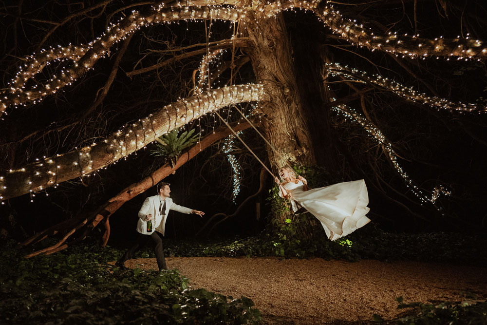 Swing-Fairy-Lights-Wedding-Couple-Bridal-Couple-Magical-Faraway-Tree-Jaspers-Berry-Secret-Oasis-Bride-and-Groom-Photoshoot-Illawarra-Wedding-Venue