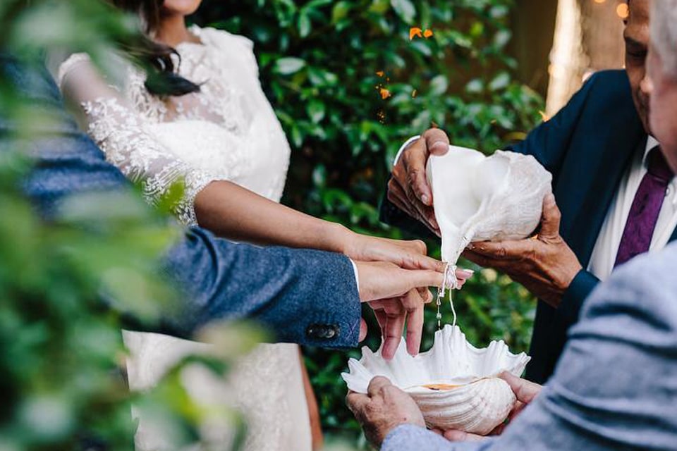 Traditional-Sri-Lankan-Wedding-Ceremony-Tying-Gold-Threads-Washing-Hands-Garden-Wedding-Jaspers-Berry-South-Coast-NSW