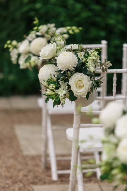 Aisle Chair Posies Aisle Styling Chiavari Chairs Ceremony Courtyard Jaspers Berry South Coast NSW