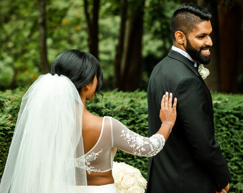 First Look Tap on Shoulder Sri Lankan Wedding Ceremony Jaspers Berry South Coast NSW