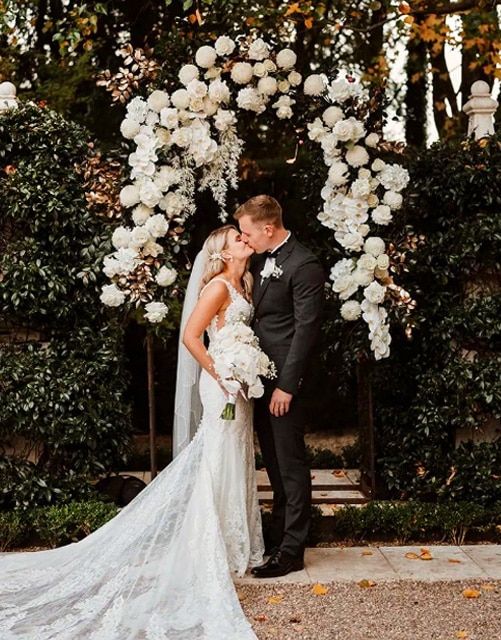 Floral Arch Ceremony Arch Ceremony Courtyard Bridal Couple Jaspers Berry South Coast NSW
