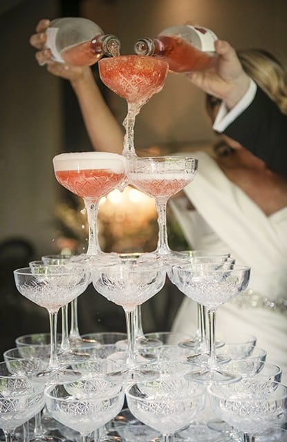 Pink Champagne Champagne Tower Bridal Couple Canapes Jaspers Berry South Coast NSW