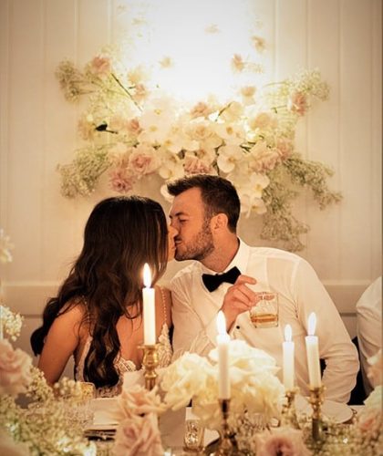 Bridal Couple Wall Vases Babys Breath Vintage Brass Candle Sticks Jaspers Berry