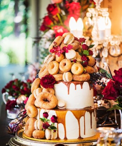 Donut Wedding Cake Candelabra High Tea Table Vintage Teacups Garden Party Jaspers Berry South Coast NSW