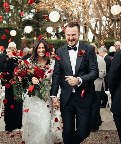 Red Rose Petals Red Rose Bouquet Bride and Groom Procession Jaspers Berry South Coast NSW