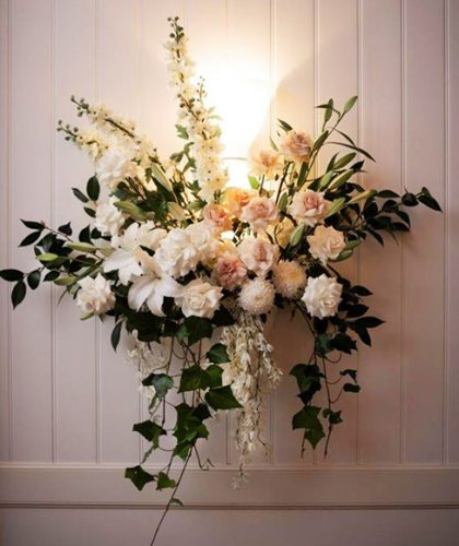 The Orangery Wall Vases Roses Ivy Delphinium Jaspers South Coast NSW